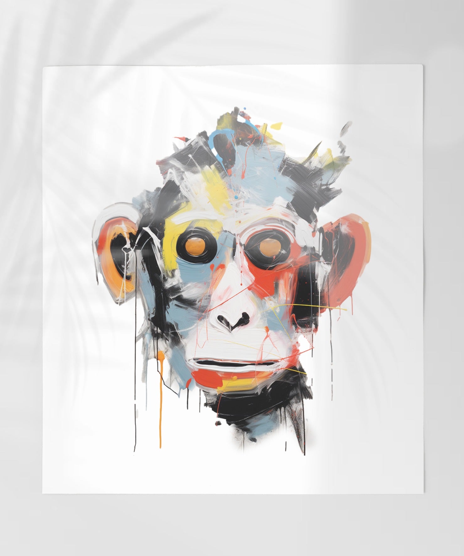 Abstract Colorful Monkey Face Art Print Canvas