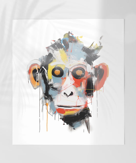 Abstract Colorful Monkey Face Art Print Canvas
