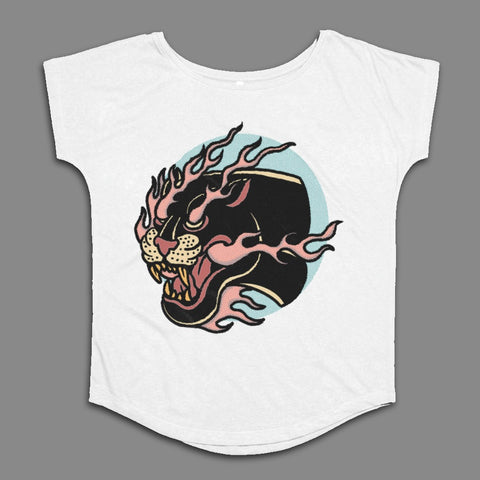 Fierce Flaming Panther Design Graphic T-shirt