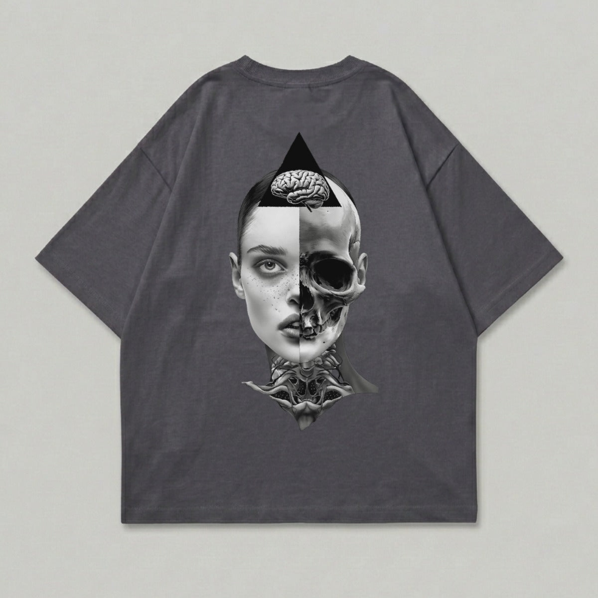 Duality Human Skull Brain Triangle Art Gray product type