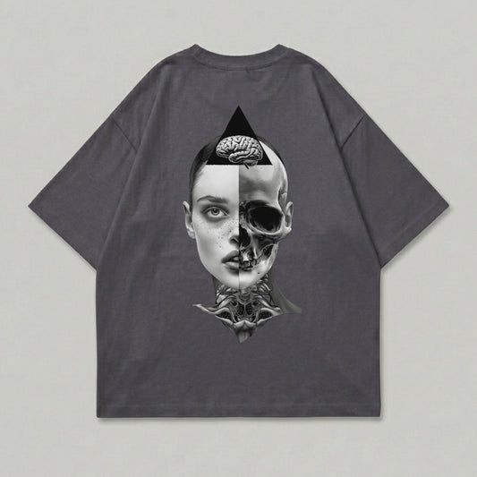 Duality Human Skull Brain Triangle Art Gray product type