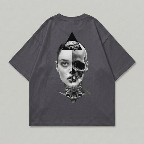 Duality Human Skull Brain Triangle Art Gray product type