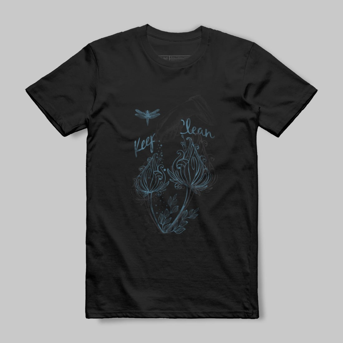 Keep Clean Dragonfly Floral Graphic Design Shirt