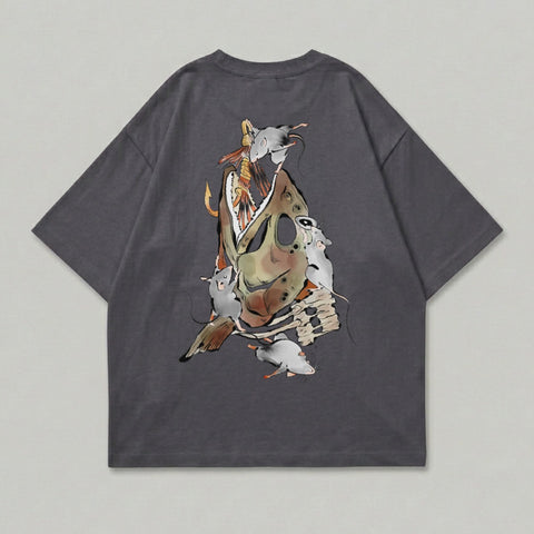 Abstract Fish Head Rats Fishing Lure Gray T-Shirt product type