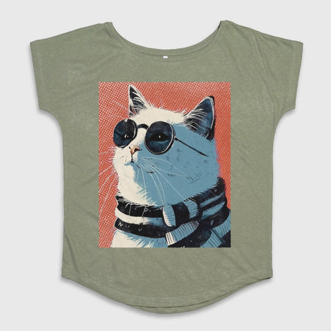 Trendy Cat in Sunglasses Graphic Tee Shirt