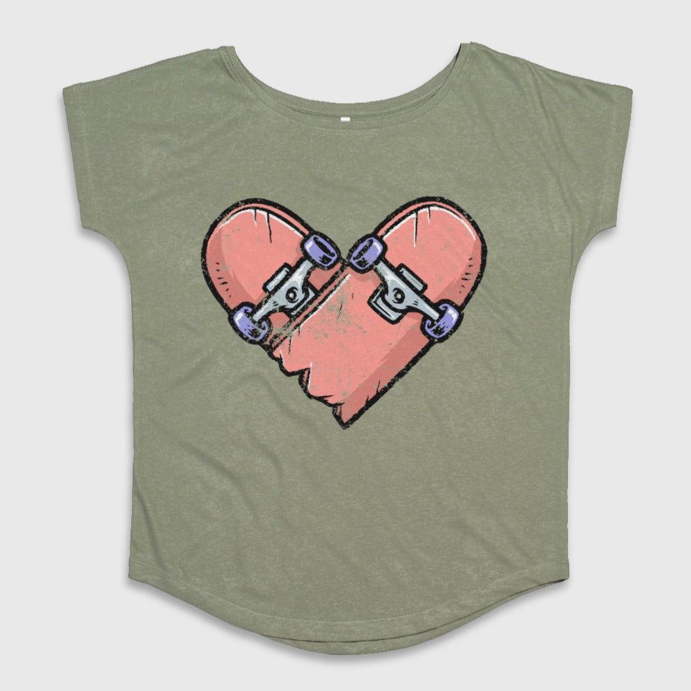 Broken Heart Skateboard Design T-Shirt