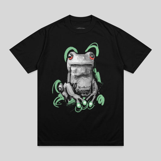 Striking Grayscale Frog Red Eyes Green Swirls product type