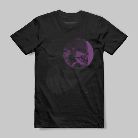 Black T-Shirt with Purple Circle Face Design Shirt