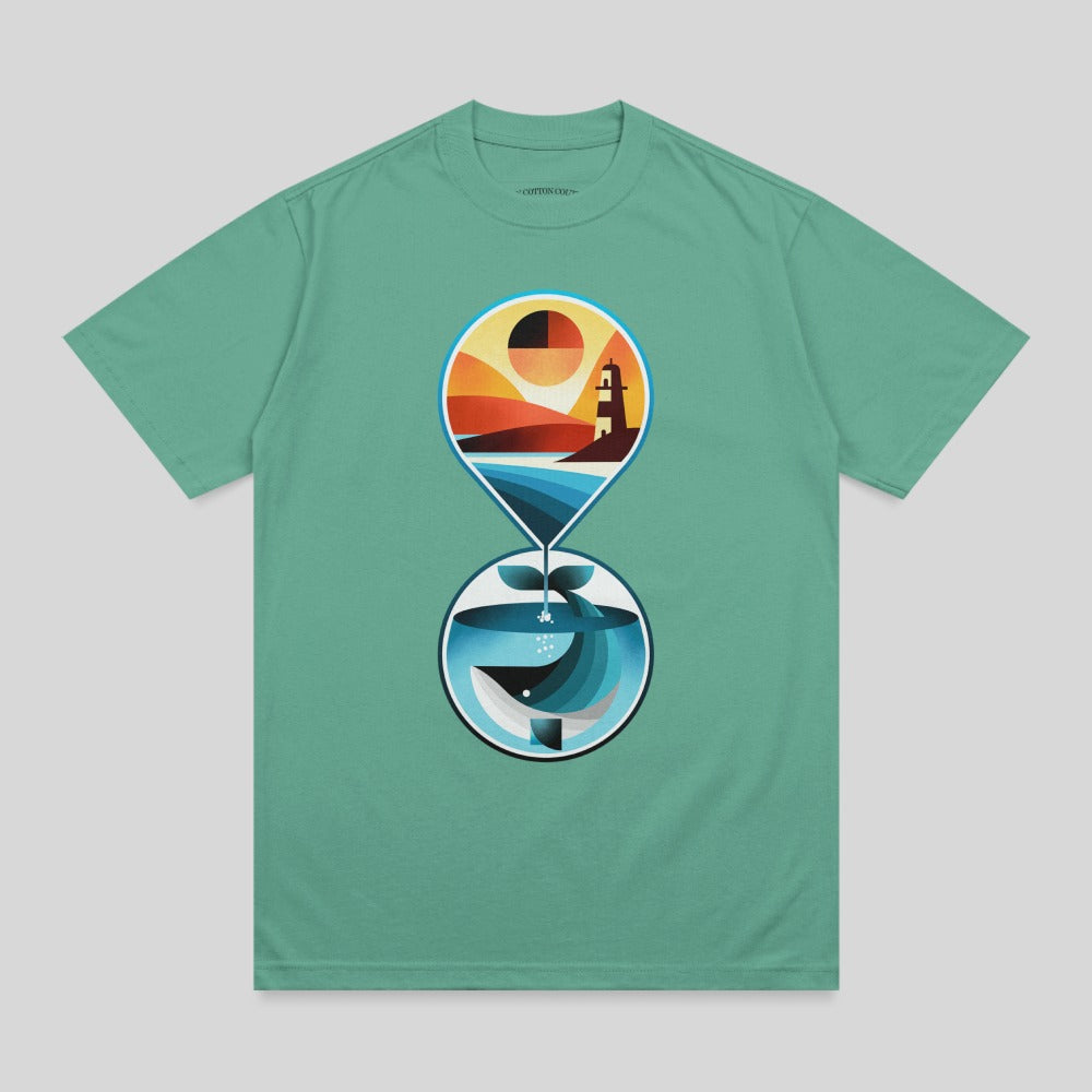 Lighthouse Whale Ocean Sunset Nature Design t-shirt product type
