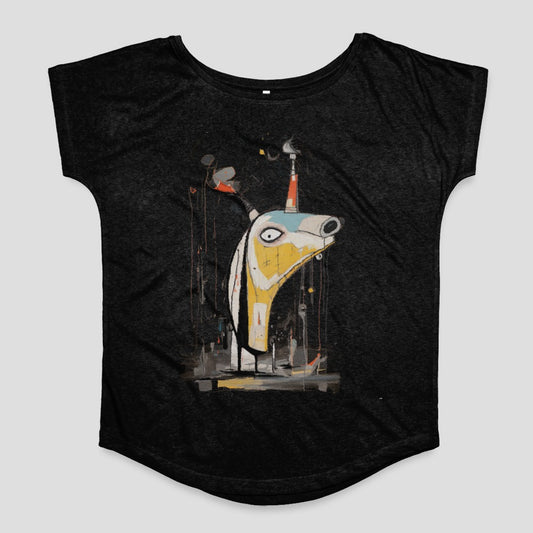 Abstract Artistic Animal Design Black T-Shirt