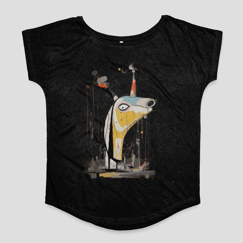 Abstract Artistic Animal Design Black T-Shirt