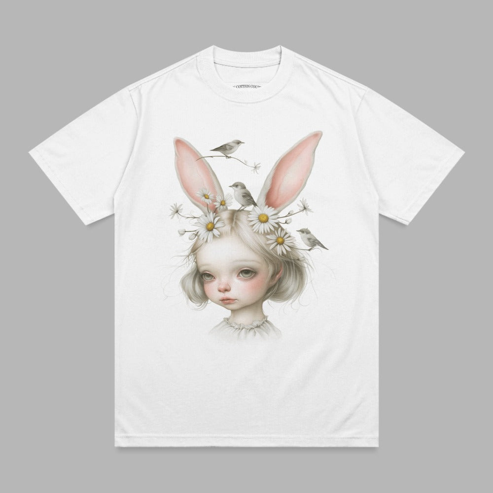 Whimsical Girl Daisy Rabbit Ears Birds Fantasy product type