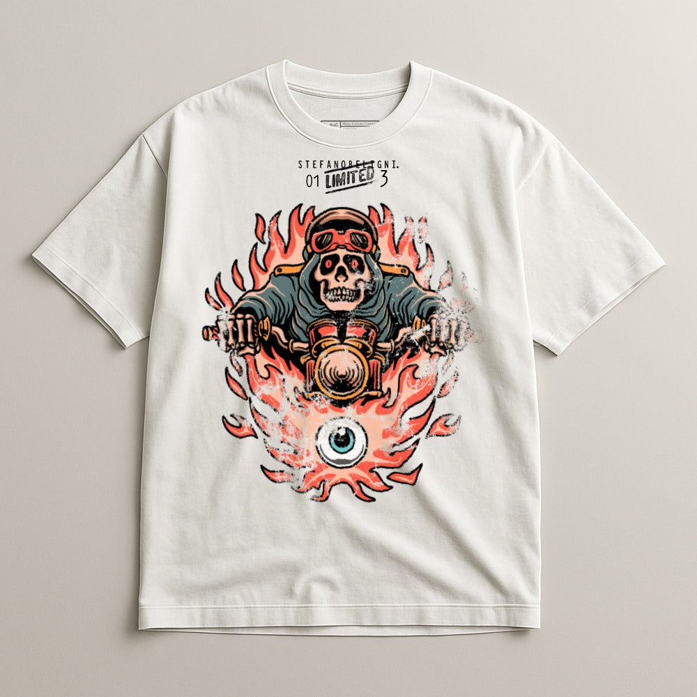 Flaming Skull Biker Design Limited Edition Shirt