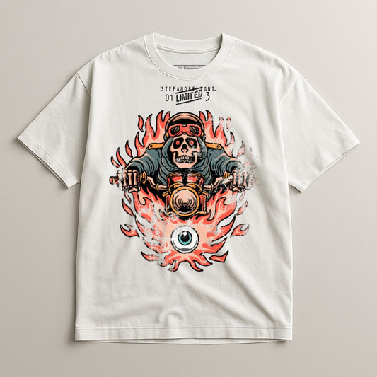 Flaming Skull Biker Design Limited Edition Shirt