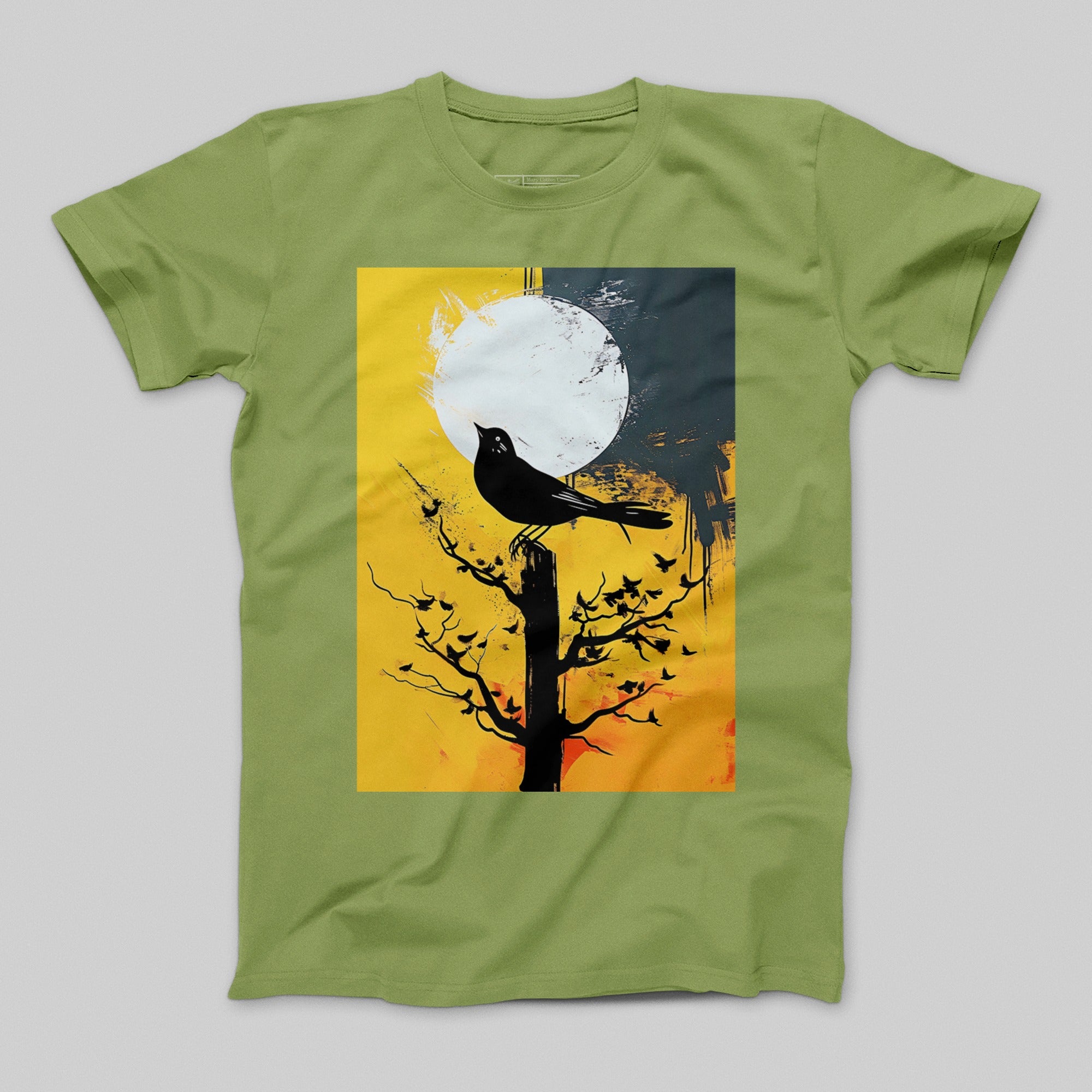 Moonlit Tree with Bird Graphic Printed T-shirt