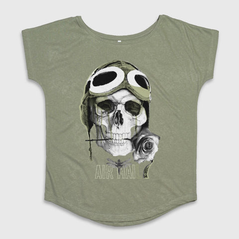 Skull with Goggles and Rose Air Mail T-Shirt