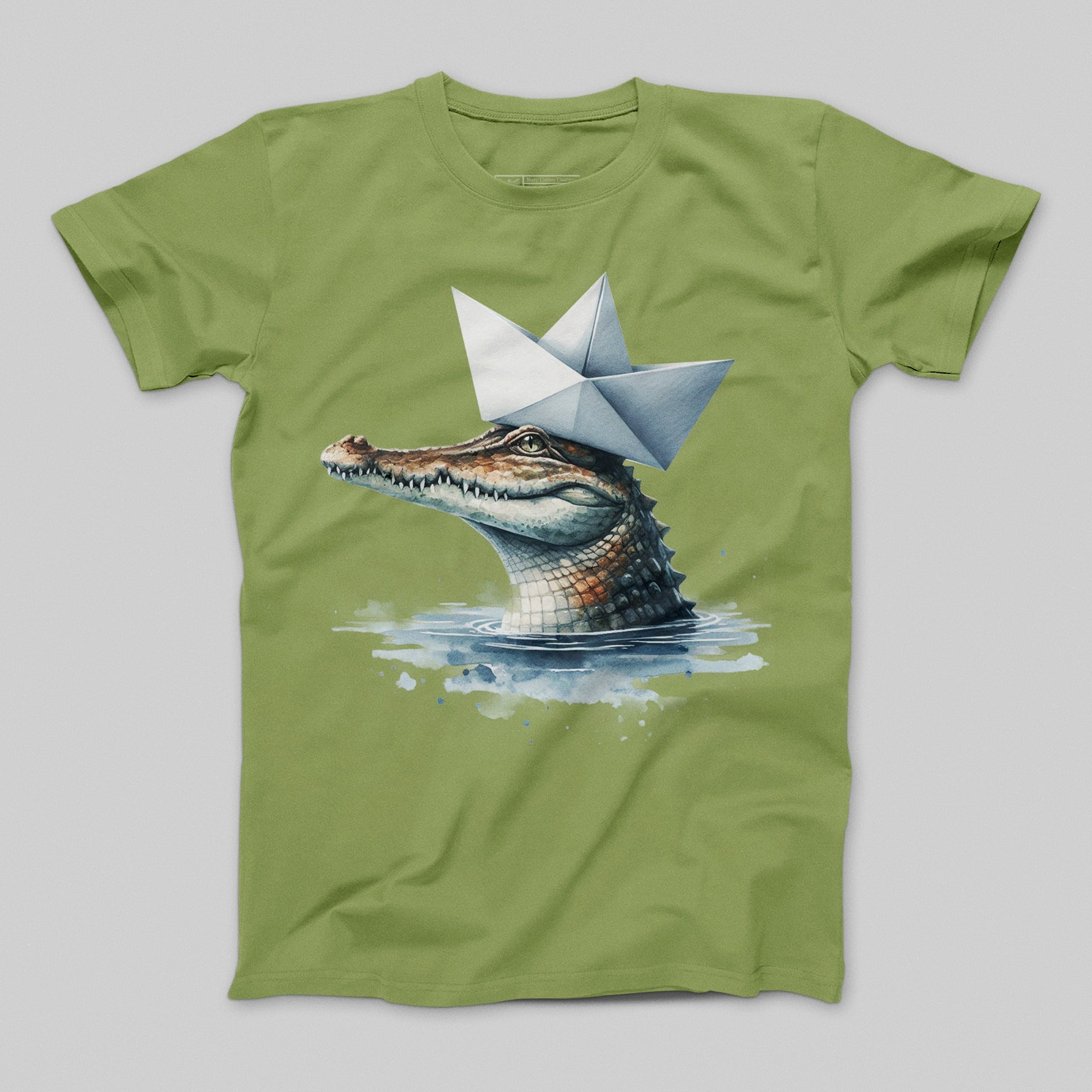 Crocodile Wearing Paper Hat Graphic T-Shirt Product