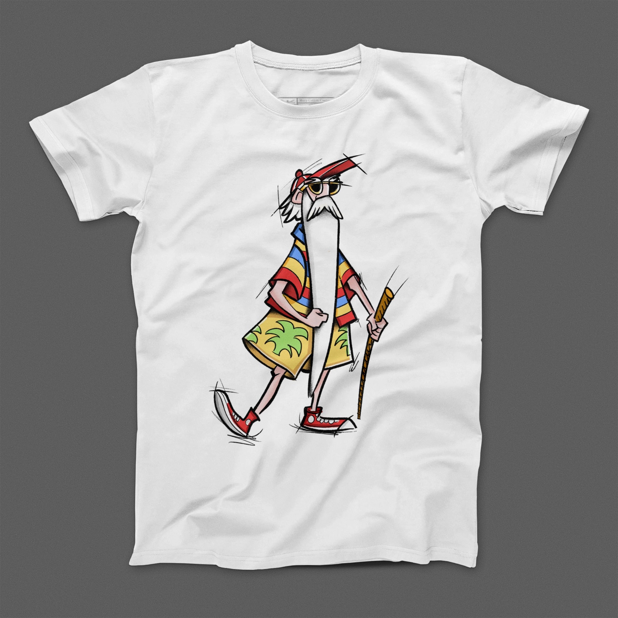 Trendy Cartoon Grandpa Print Casual T-shirt Product