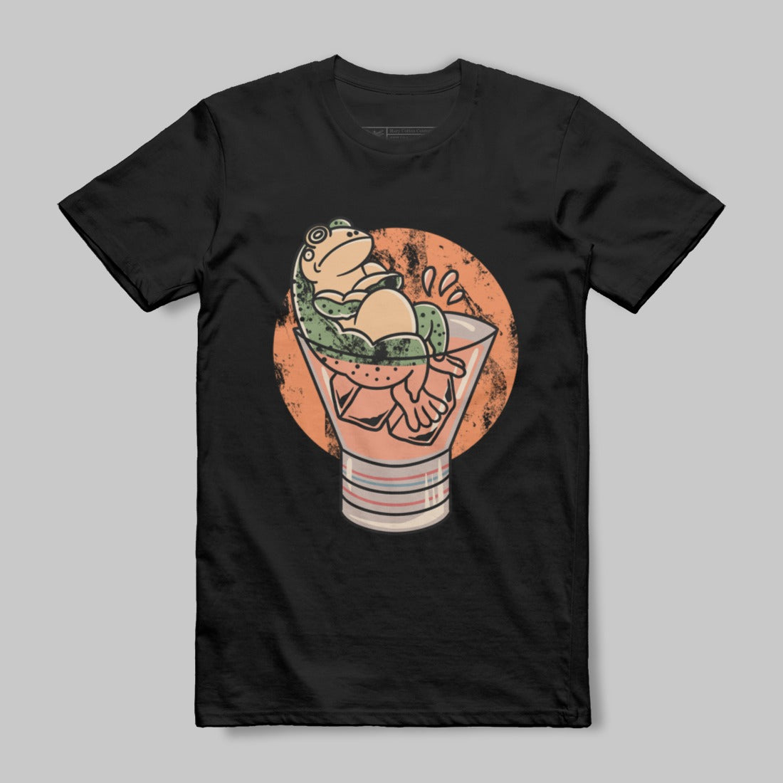 Relaxed Frog in a Glass Retro Graphic T-Shirt