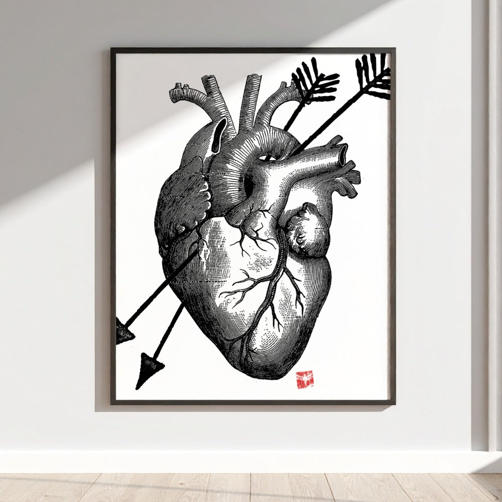 Anatomical Heart with Arrows Unique Art Print