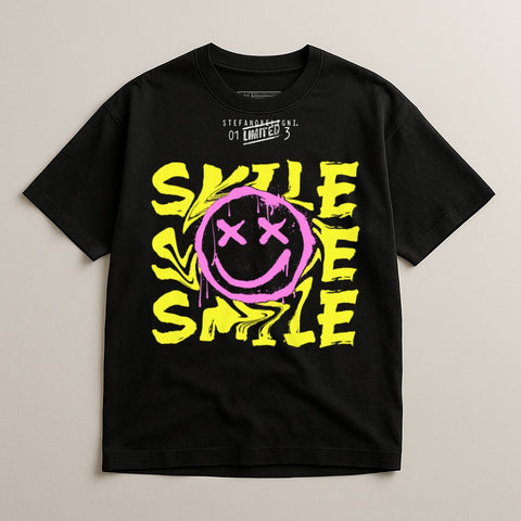 Smile Smile Smile Graphic T-Shirt with Neon Design