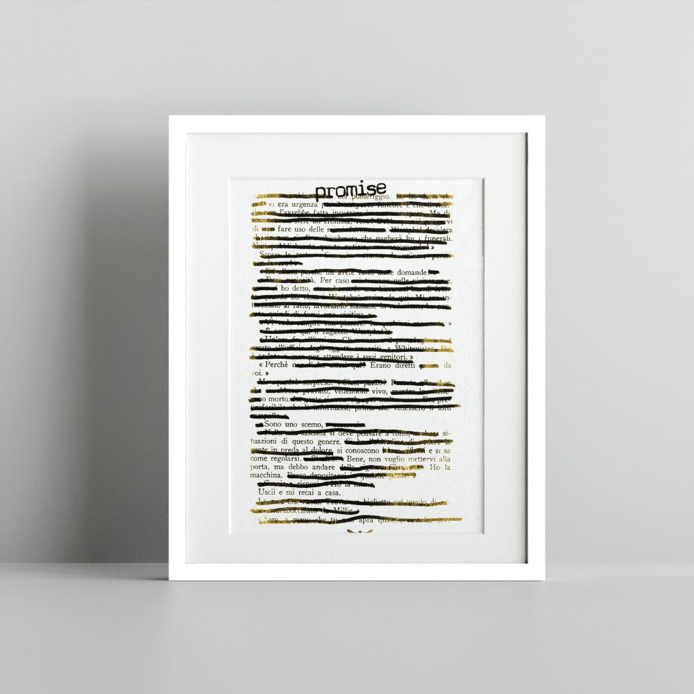 Unique Artistic Print with Censored Text and Promise