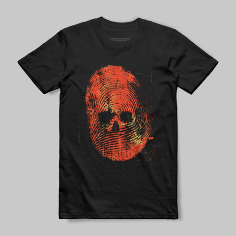 Skull Fingerprint Graphic Black T-Shirt Product