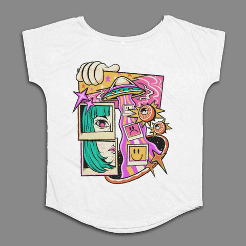 Colorful Retro Sci-Fi Graphic Printed T-shirt