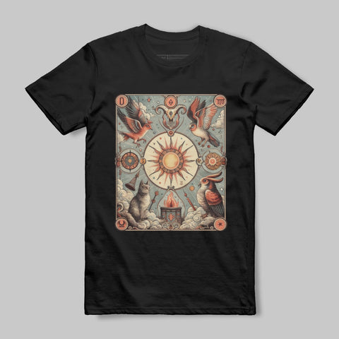 Mystical Animal and Sun Graphic Tee Shirt