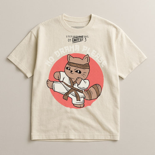 No Drama Please Karate Cat Graphic T-shirt