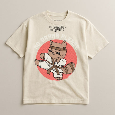 No Drama Please Karate Cat Graphic T-shirt