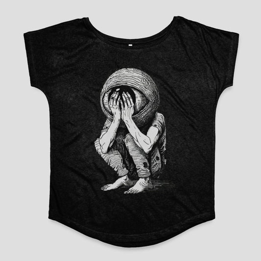Artistic Distressed Figure Design Graphic T-Shirt