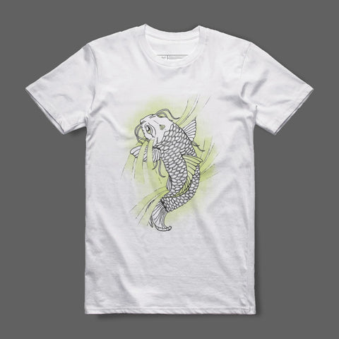 Koi Fish Design Graphic Tee Casual White Shirt
