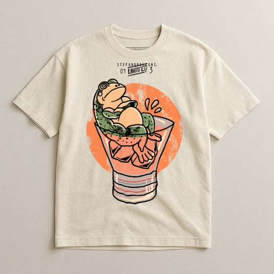 Quirky Frog Relaxing in a Glass Graphic T-Shirt