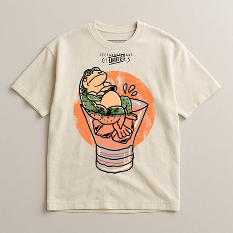 Quirky Frog Relaxing in a Glass Graphic T-Shirt