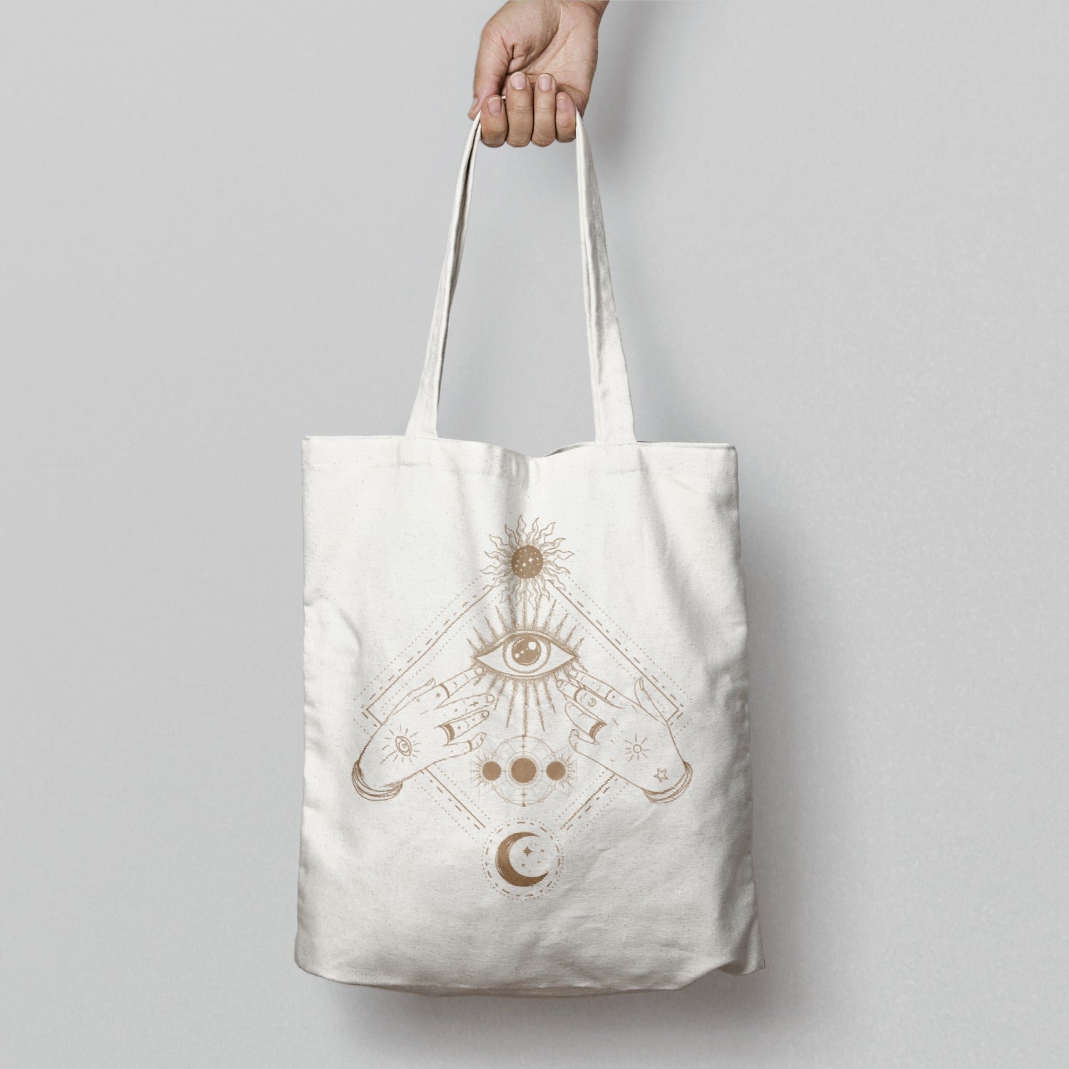 Mystical Eye and Hands Design Shopping Tote Bag