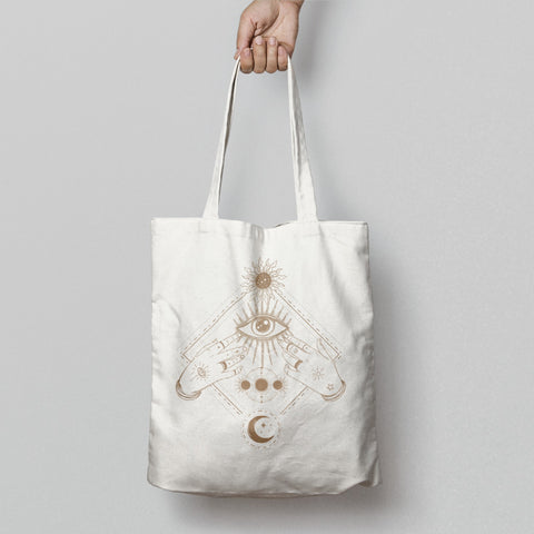 Mystical Eye and Hands Design Shopping Tote Bag