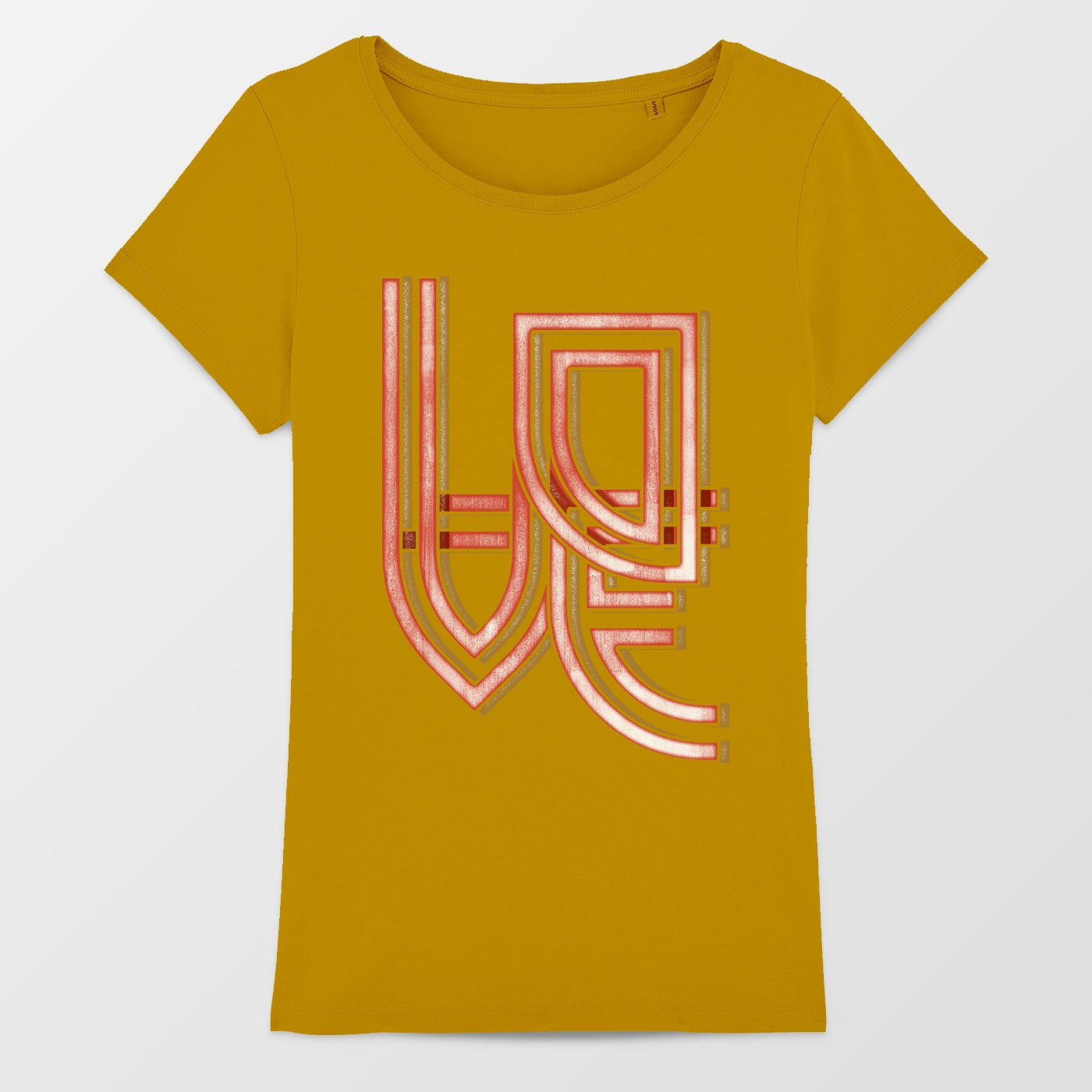 Mustard Yellow T-Shirt with Multicolored Love Print