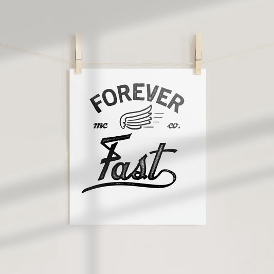 Forever Fast mc co Poster with Winged Design