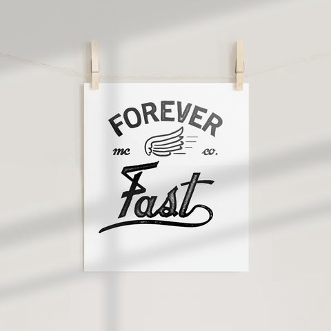 Forever Fast mc co Poster with Winged Design