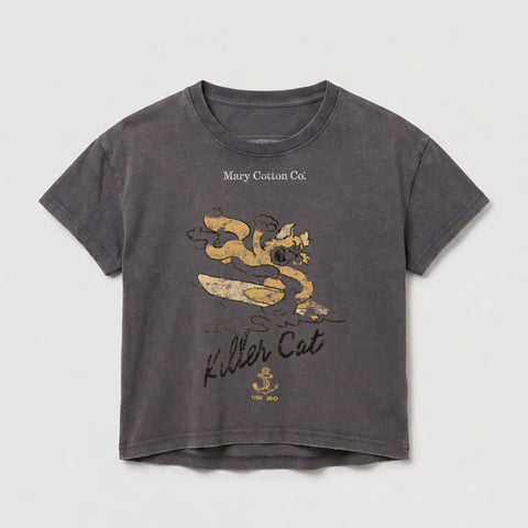 Dark grey t-shirt with "Killer Cat" graphic and "USN 35-0" text.