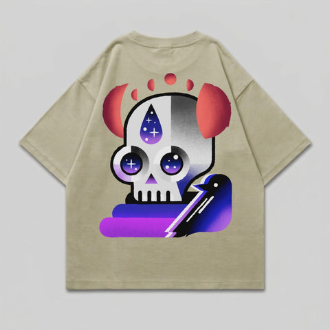 Cosmic Skull Bird Moon Phase Graphic T-shirt product type