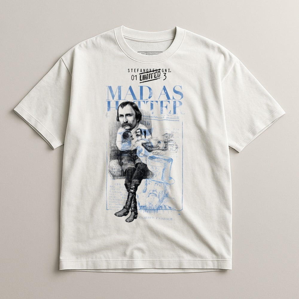 Unique Mad As Hat Tee Shirt with Artistic Print Design