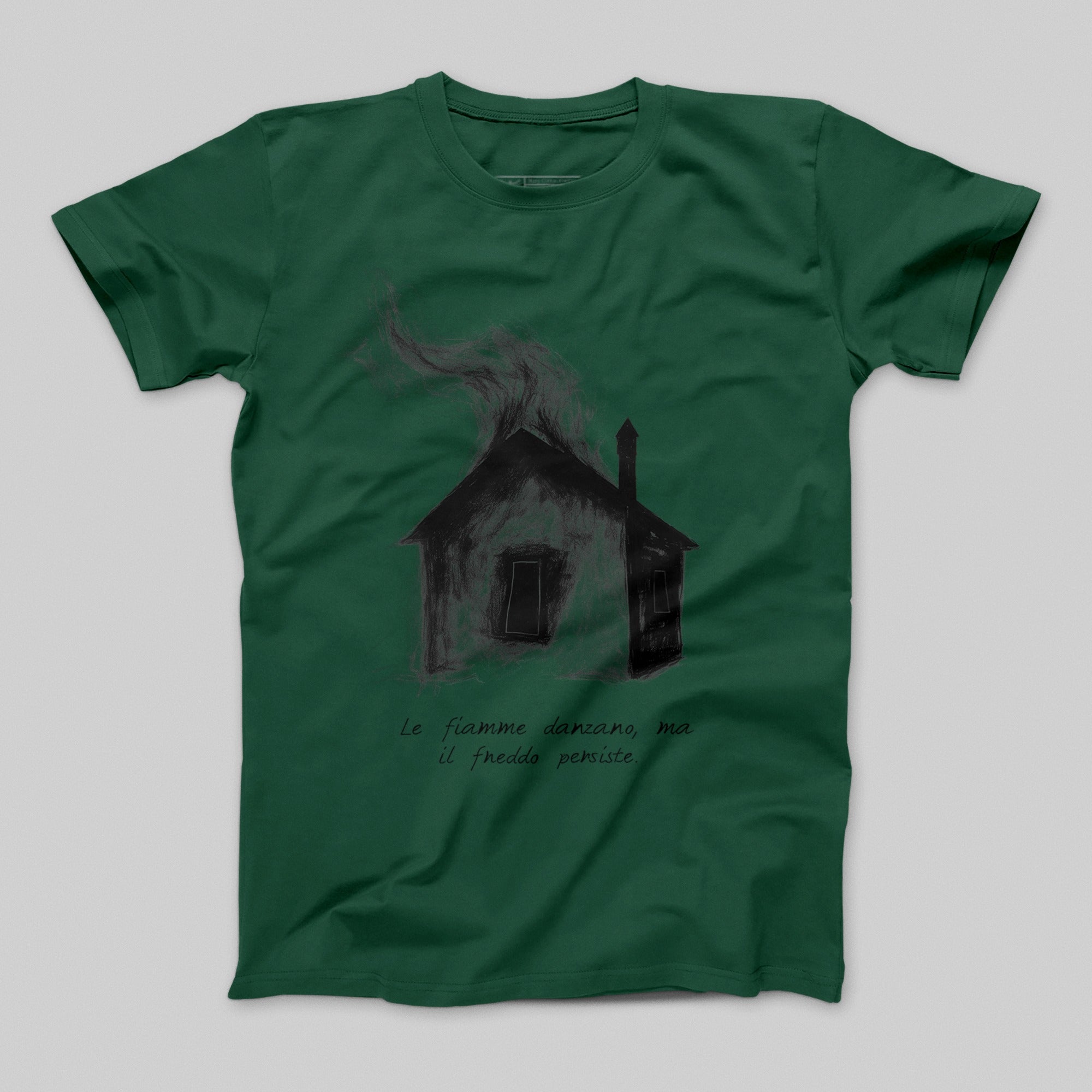 Le fiamme danzano artistic green tee shirt product