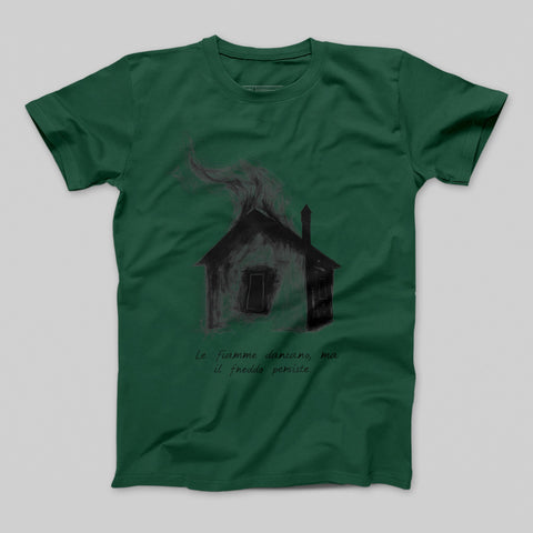 Le fiamme danzano artistic green tee shirt product