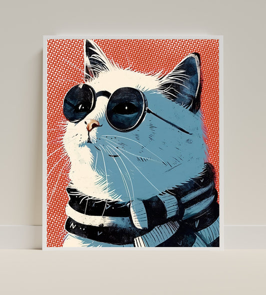 Cool Cat in Sunglasses Artistic Wall Poster Decor