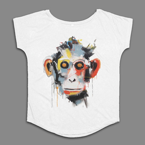 Colorful Abstract Monkey Face Graphic Tee Shirt