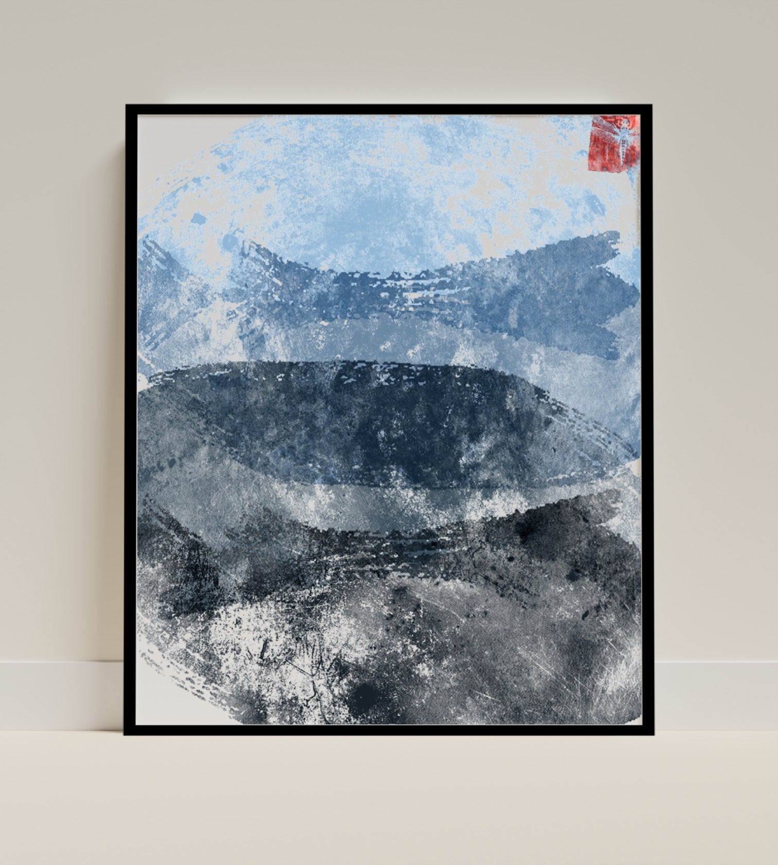 Abstract Contemporary Blue and Grey Artwork Prints