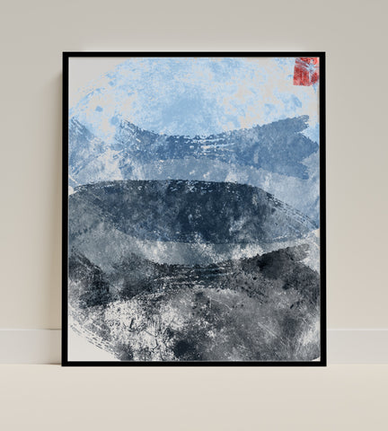Abstract Contemporary Blue and Grey Artwork Prints
