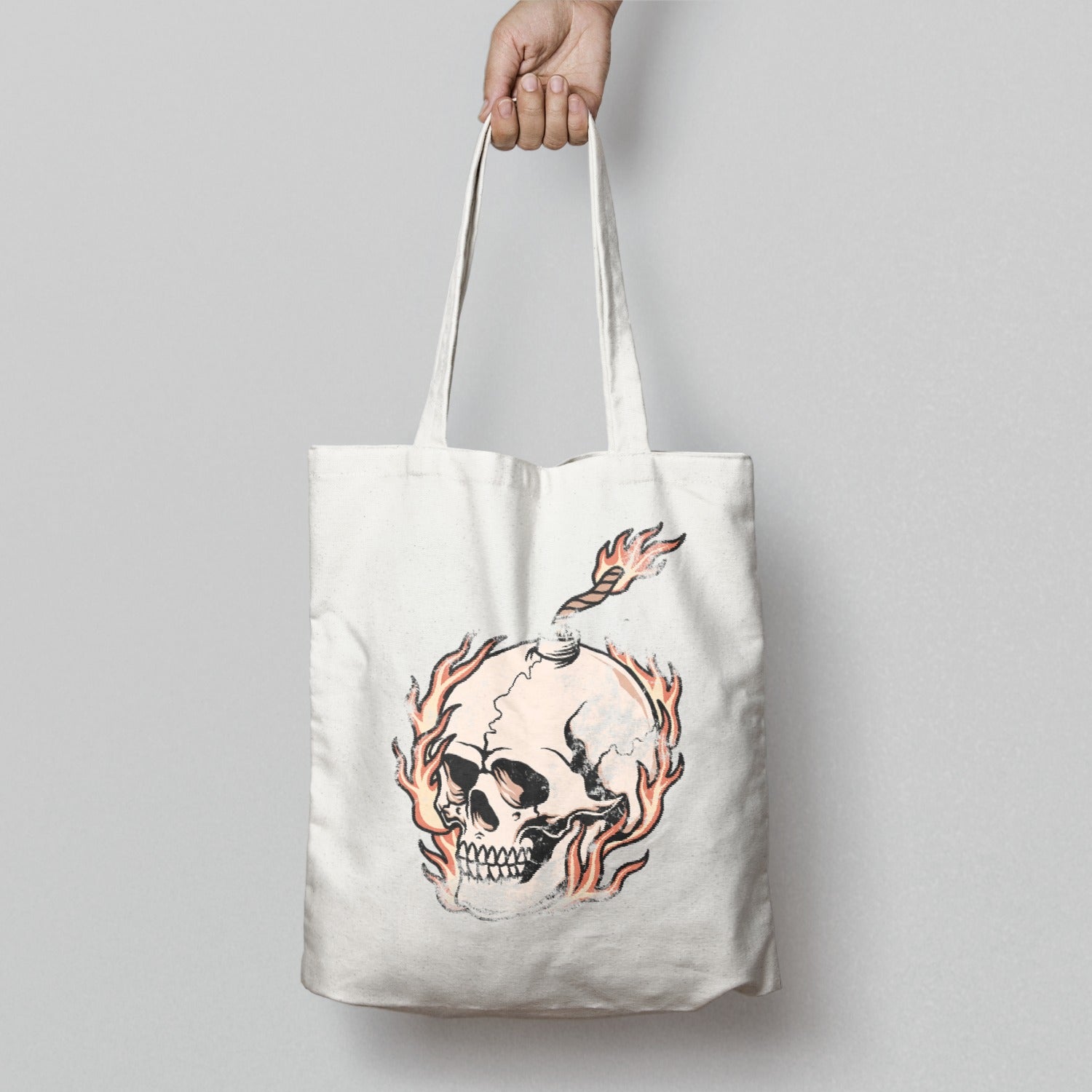 Flaming Skull Design Tote Bag for Everyday Use